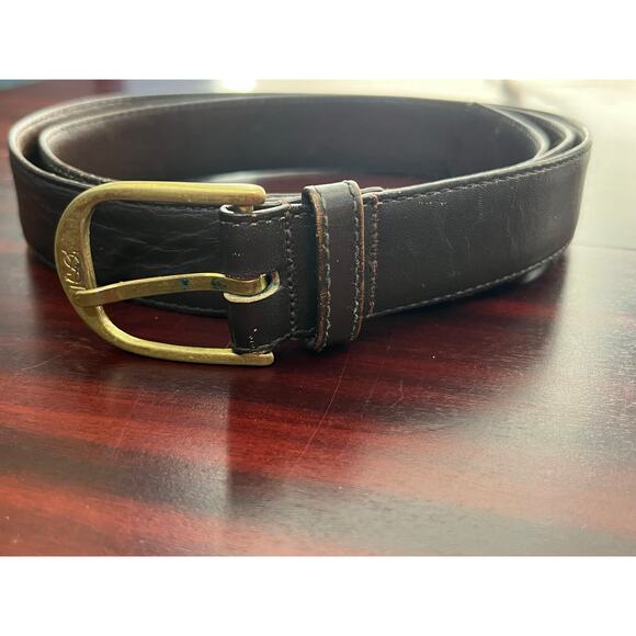 VTG YSL Belt Size 40 Solid Brass Buckle Brown Kipskin Saddle Leather Flaws - Picture 1 of 10
